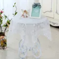 White lace tablecloth round table cover floral decorative dustproof cloth for coffee table home decor - 2m Diameter Round / Sunflower White