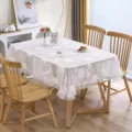 French luxury white lace tablecloth with cute cloud pattern, elegant dining table cover decor. - 130*180cm / Cloud