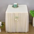 Copertura Per Comodino Bianca Trapuntata In Tulle Con Gonna Tovaglia Di Protezione Nuova - 50*40*A 45 cm / Serie tulipano romantico - Beige