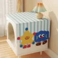 Copritavolo comodino a righe antipolvere con simpatico motivo di cartoni animati in tessuto. - 45*70cm / Rotolo al cocco - peluche corto sagomato