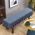 Gesteppter rechteckiger Bankbezug mit Rüschen und Samt, ideal für moderne Inneneinrichtung. - 30 x 80 cm / Gesteppter italienischer Samt - Grau