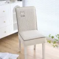 Quilted chair cover elastic all inclusive dining room chair slipcover soft padded cushion decor - Goodnight Bear Cafe Chinese Style Soft Upholstery