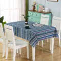Rectangular blue geometric pattern tablecloth for modern dining table and home desk decor showcase. - 100*150cm / Ethnic Blue