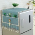 Quilted Refrigerator Top Cover with Storage Pockets Lace Dustproof Home Decor Blue Gray - Single Door 55*130 cm / Blue Peach Blossom AC Cover
