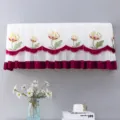 Floral embroidered air conditioner cover, dustproof wall-mounted deflector with ruffles - Universal for 2P (Length within 88-94cm) / Daffodil Red (Stay-on)