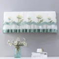 Elegant white lace air conditioner cover with green floral embroidery and a pleated hem - Universal for 2P (Length within 88-94cm) / Daffodil Green (Stay-on)