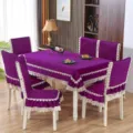 Ensemble de nappe et housses de chaise de salle à manger en velours violet et dentelle. - Coussin de Chaise Seul / Velours italien violet monobloc