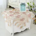 Beige lace embroidered tablecloth dust cover for bedside table coffee table home decor. - 150*200cm / Spring Florals - Pink