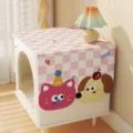 Copertura antipolvere per comodino a quadri rosa simpatico panno per casa per animali - Torta al lait per cani e gatti - peluche corto sagomato