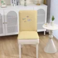 Housse de chaise de salle à manger antidérapante épaisse, broderie de poissons, détail déco. - Taille unique / Pack souple chinois Abondance - jaune
