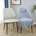 Dining chair cover set, quilted anti-slip protector, elegant ruffled home furniture decor. - Chair Cover / Sweetheart Butterfly, Grey Wing-Back Chair Cover