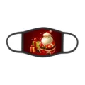 Weihnachtsmaske aus Baumwolle mit Weihnachtsmann- und Geschenkmotiv auf rotem Grund - Einheitsgröße / Kinderstil (12)
