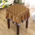 Thickened square stool cover quilted velvet piano vanity seat slipcover in elegant brown - Square Thirty by Thirty Centimeters / Glossy Dark Coffee Quilted