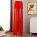 Red lace stand-up cylindrical air conditioner dust cover for living room decor style - Universal Air Conditioner Cover (Height 170cm) / Red Tulip