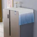 Quilted refrigerator dust cover with blue gradient lace ruffle for appliance top detail. - Single Door / Gradient Blue