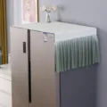 Refrigerator dust cover quilted top with gradient green pleated skirt for double door fridge home decor - Single Door / Gradient Green