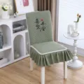 Fodera per sedia elastica trapuntata verde con volant, cuscino coprisedia da sala da pranzo. - Pace e gioia verde