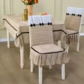 Quilted dining chair cover and tablecloth set, all-inclusive anti-slip universal home decor. - Lanting Pavilion - Coffee