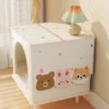 Copertura antipolvere per comodino stile crema simpatico stampa animale tessuto decorativo casa - Dolce tesorino - peluche corto sagomato