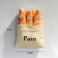 Λεπτομερής προβολή 3D μαγνήτη ψυγείου μπαγκέτας, 6cm επί 4,3cm με το κείμενο Pain - Τσάντα Μπακέτας Ψωμιού