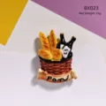 3D resin bread and wine bottle fridge magnet, cute kitchen decoration, durable and realistic. - Red Wine & Bread in Basket