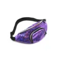 Trendy paarse holografische heuptas met gebroken glas effect en dubbele zakken voor dames - Paars