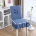 Fodera per sedia trapuntata blu elastica monopezzo per seduta e schienale da pranzo. - Pace e gioia blu