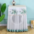 Funda de malla blanca para lavadora con bordados de bambú verde y pájaros elegantes - Verde Bambú