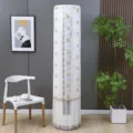 Copertura per condizionatore cilindrico in pizzo con ricamo floreale dorato per casa - Universale per condizionatori alti 175 cm / Bianco Floreale