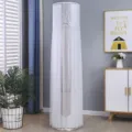 Detailed full view of white lace cylindrical air conditioner dust cover in modern room setting - Edelweiss White