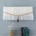 Elegante copertura per condizionatore in pizzo bianco con ricami a fiocco e nappa - 1-1.5 CV (Lunghezza 86 cm) / Bianco Primavera (Senza Smontaggio)