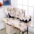 Macro view of the elegant pink magnolia floral pattern on a fabric computer dust cover set - 17-22 Inch 2-Piece Set / Single Peony Branch - Beige