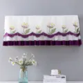 Close-up of elegant floral embroidered air conditioner cover with purple lace ruffles - Universal for 2P (Length within 88-94cm) / Daffodil Purple (Stay-on)