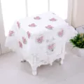 Detailed view of the white floral embroidered lace tablecloth with intricate patterns - 80*80cm / White