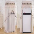Elegante copertura in pizzo per condizionatore verticale, design floreale beige - Altezza 170*50*30 cm / Caffè Reale