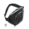 Zwarte holografische heuptas met dubbele zakken voor dames, met lolly-accessoire - Zwart