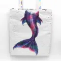 Bolso tote de lentejuelas blancas con diseño de cola de sirena y asas holográficas - Cola de Sirena Gradiente (Cola Larga) / Blanco