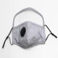 Mascarilla de algodón gris para niños con válvula de respiración negra y lazos ajustables. - Talla única / Black valve light gray