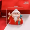 Χαριτωμένο διακοσμητικό ειδώλιο σοφού γέροντα από ρητίνη με κόκκινη ρόδα 1τμχ - Yuelao (Προξενητής)