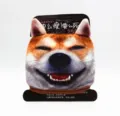 Primer plano de máscara facial de algodón 3D con estampado de Shiba Inu y orejas de peluche - Talla única / Risa