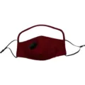 Mascarilla de algodón burdeos reutilizable con protector para ojos y válvula negra - Wine Red with Breathing Valve