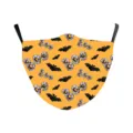 Mascarilla de algodón de Halloween con estampado de murciélago y Boo en fondo naranja - Talla única / Estampado Murciélago Naranja Boo (023) / Estilo de diseño de armadura
