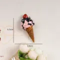 Süßer rosa Eiscreme-Kühlschrankmagnet Simulation Lebensmittel mit Erdbeere 3x6,5cm - Erdbeer-Eistüte