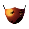 Detailansicht der Halloween Baumwollmaske mit einem Hexen- und Monddruck-Design - 025