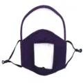 Violette Stoffmaske mit klarem Lippenlesefenster und Augenschutz - Einheitsgröße / Lila
