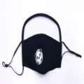 Mascarilla infantil de algodón negro con visera y diseño gráfico de panda - Talla única / Cartoon valve Black
