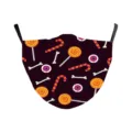 Halloween Gesichtsmaske mit gruseligem Lutscher-, Zuckerstangen- und Augapfel-Druck - 032
