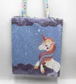 Magische Pailletten Einhorn Tragetasche mit holografischen Trägern für Mädchen - Himmel Wolken Einhorn / Blau