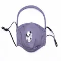 Mascarilla ajustable de algodón gris para niños con panda y protector facial - Talla única / Cartoon valve dark gray