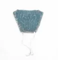 Sparkly blue sequin face mask with adjustable white ear loops for breathable summer wear - One Size / Light Blue